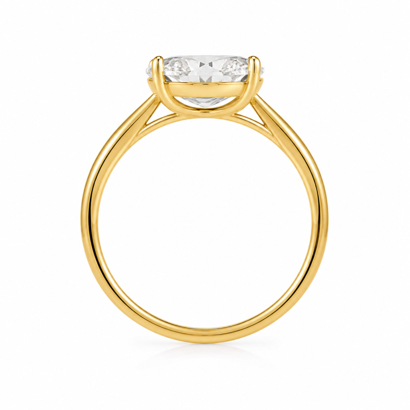 Verlobungsring aus Sterlingsilber mit vergoldetem, oval geschliffenem, im Labor gezüchtetem Diamanten im Ost-West-Solitär-Stil-3