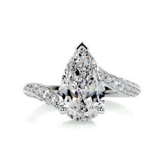 10K White Gold 1 to 3.5 CT.T.W. Pear Cut Diamond Engagement Promise Ring D VVS-VS IGI Certified-11