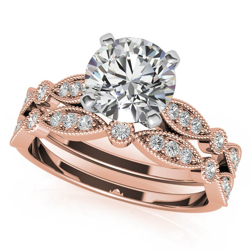 0.5 CT 14K Rose Gold plattiert Sterling Silber Moissanite personalisierte Gravur Verlobungsring-1