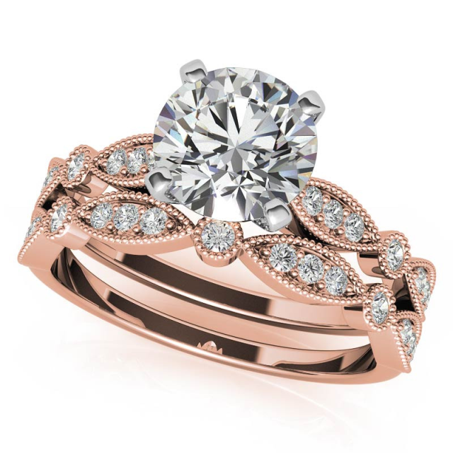 0.5 CT 14K Rose Gold Plated Sterling Silver Moissanite Personalized Engraving Engagement Ring-1