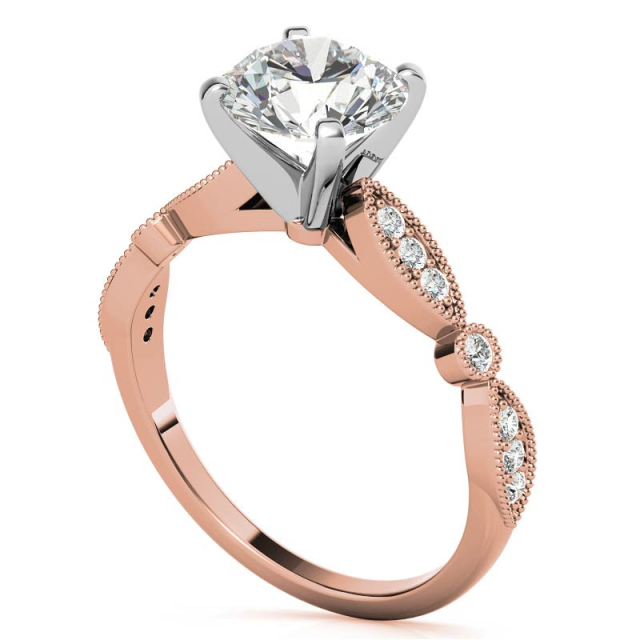 0.5 CT 14K Rose Gold Plated Sterling Silver Moissanite Personalized Engraving Engagement Ring-3