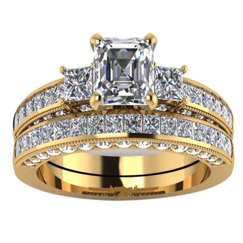 10K Gold Princess Cut Moissanite Bridal Set-1