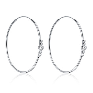 Sterling Silver Cubic Zirconia Round Hoop Earrings-57