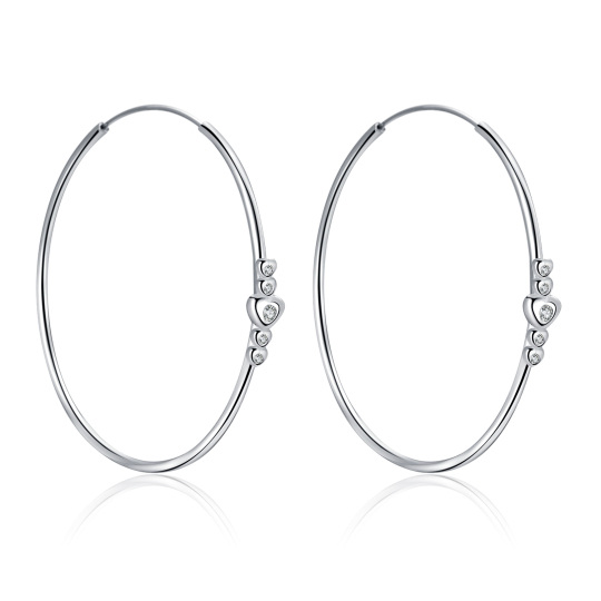 Boucles d'oreilles créoles rondes en argent sterling et oxyde de zirconium