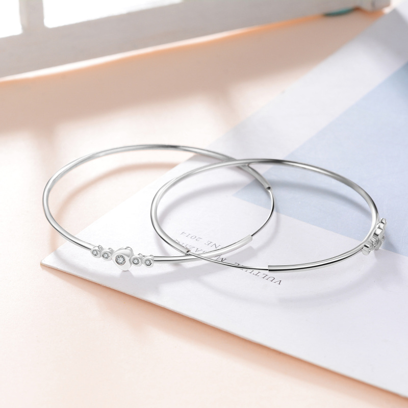 Sterling Silver Cubic Zirconia Round Hoop Earrings-4