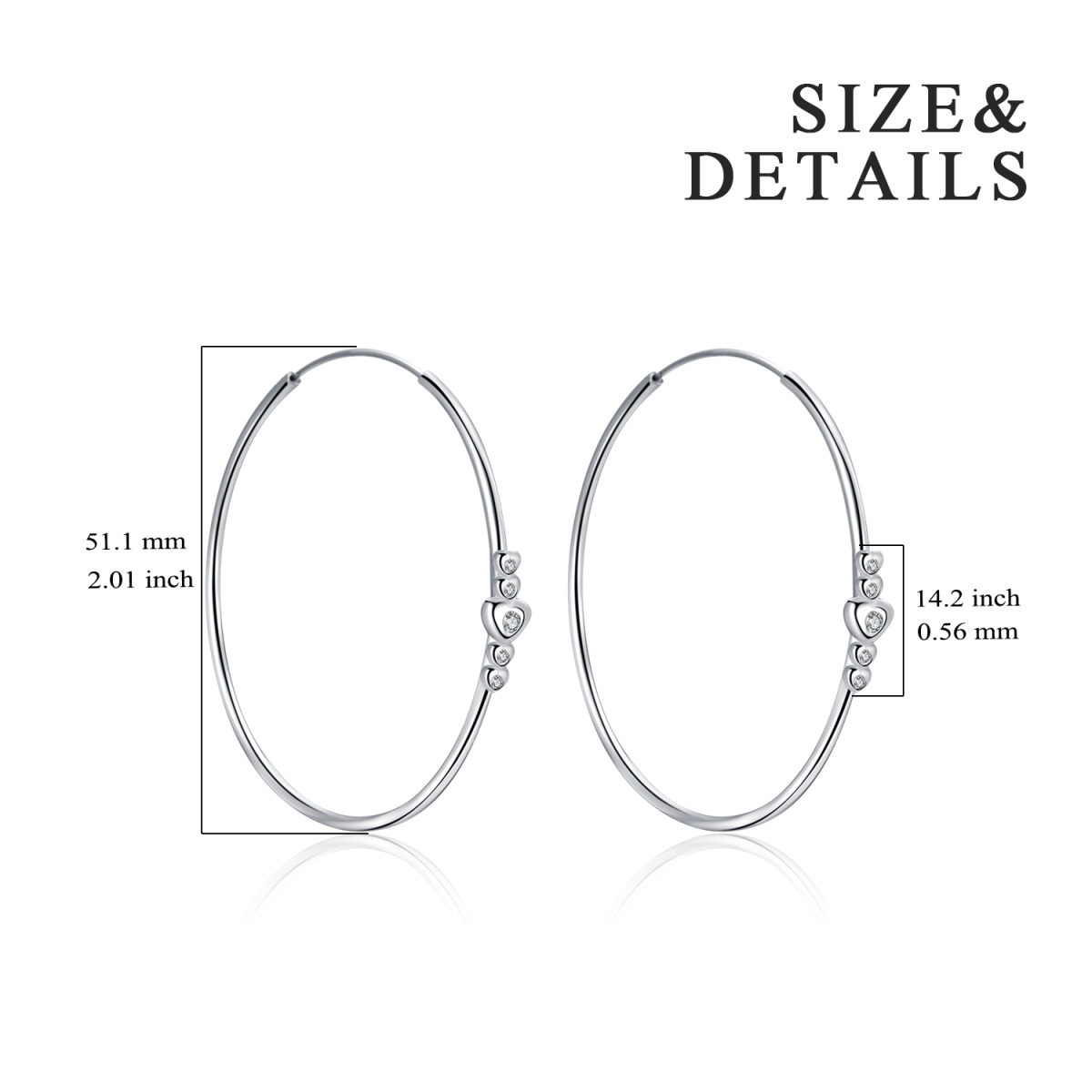 Sterling Silver Cubic Zirconia Round Hoop Earrings-5