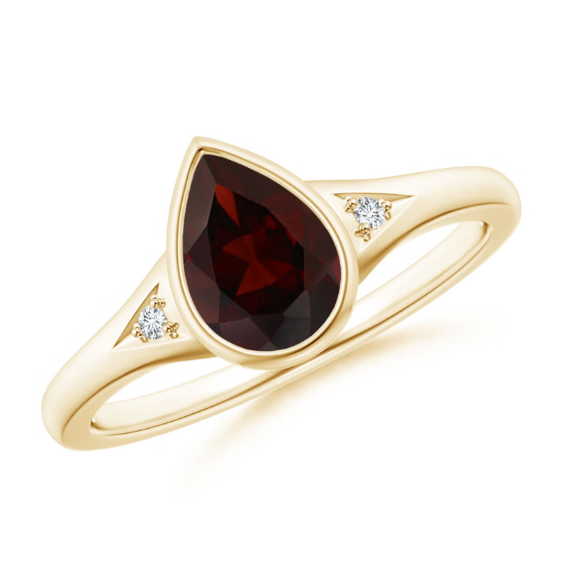 Anillo de compromiso de oro de 14 quilates con granate talla pera y engaste personalizado.-8