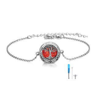 925 Silver Tree Of Life Urn Memorial Bracelet-23