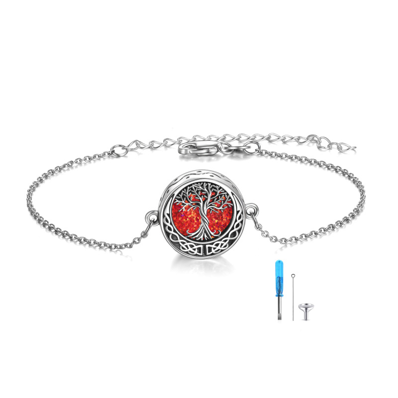 925 Silver Tree Of Life Urn Memorial Bracelet-14