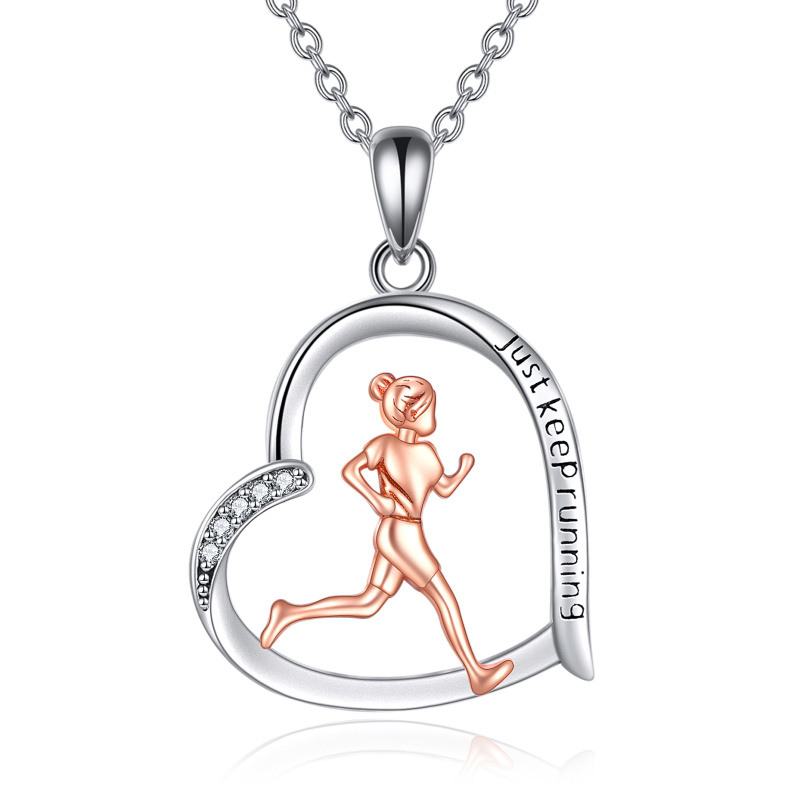 Collar con colgante de plata de ley 925 con forma de corazón para mujer-1