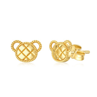 9K Gold Bear Stud Earrings-9