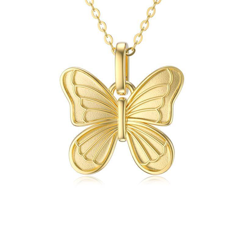 9K Gold Schmetterling Anhänger Halskette-1