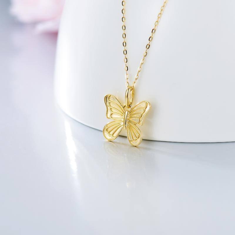 14K Gold Butterfly Pendant Necklace-3