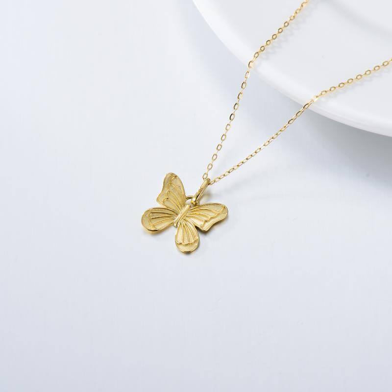 14K Gold Butterfly Pendant Necklace-4