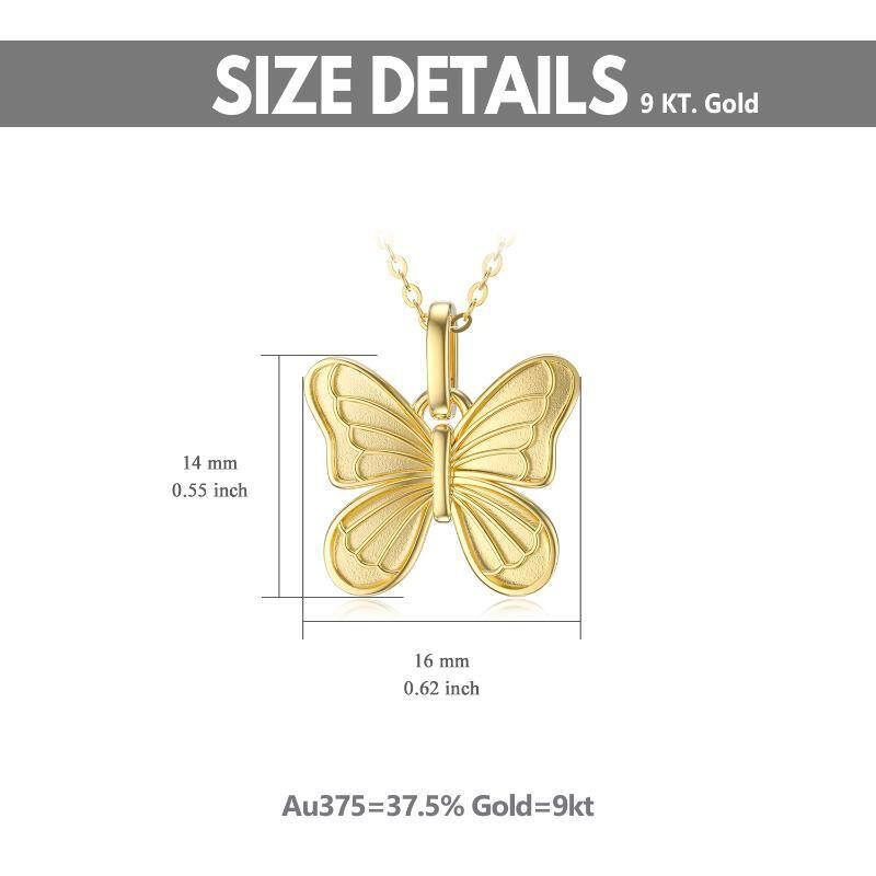 9K Gold Schmetterling Anhänger Halskette-5