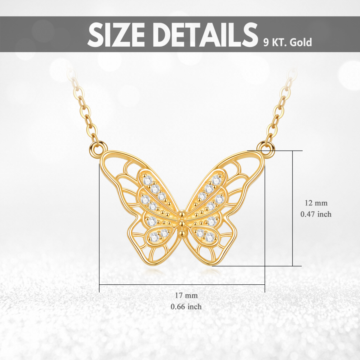 Collier pendentif papillon en or 9K à zircon cubique-6