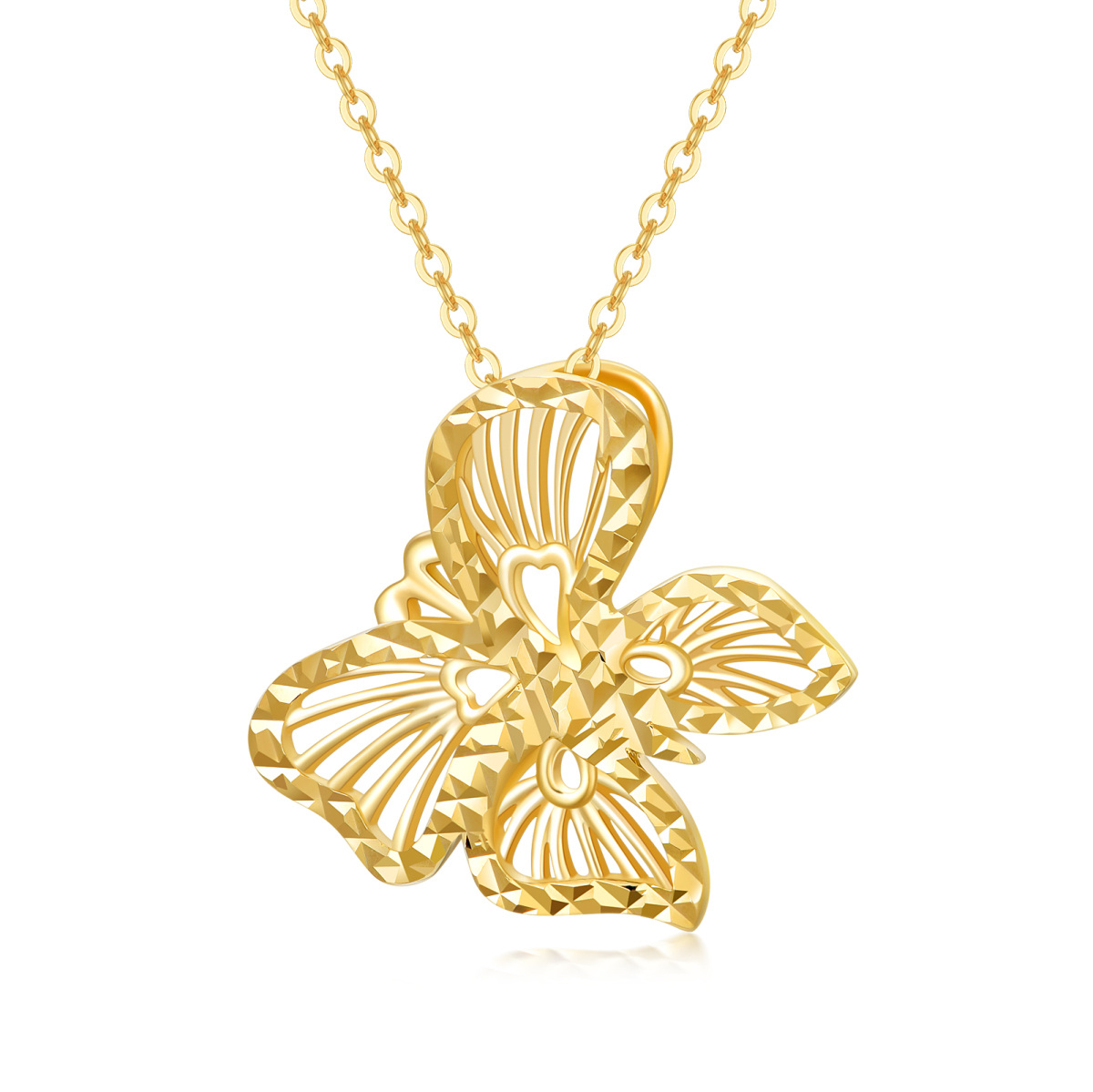 Collier à pendentif papillon en or 14K-1