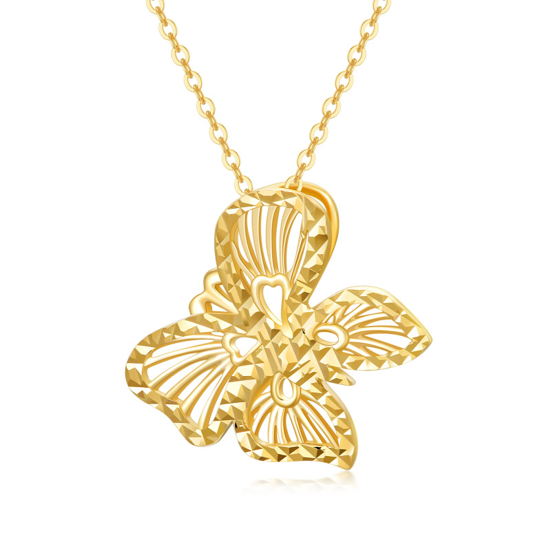 9K gouden vlinder hanger ketting-1