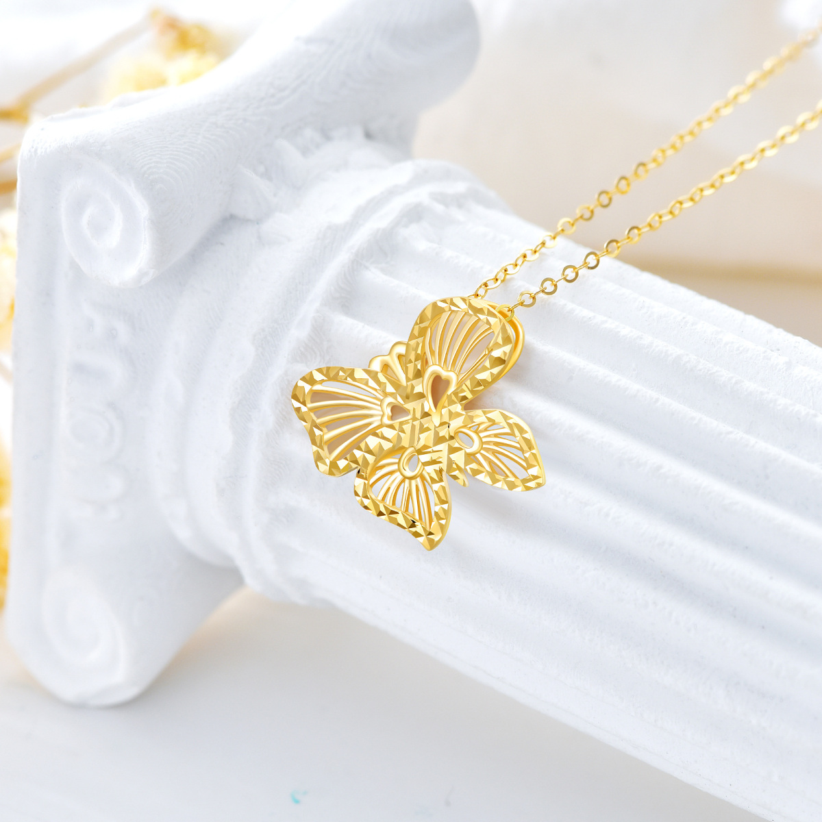 9K Gold Butterfly Pendant Necklace-3