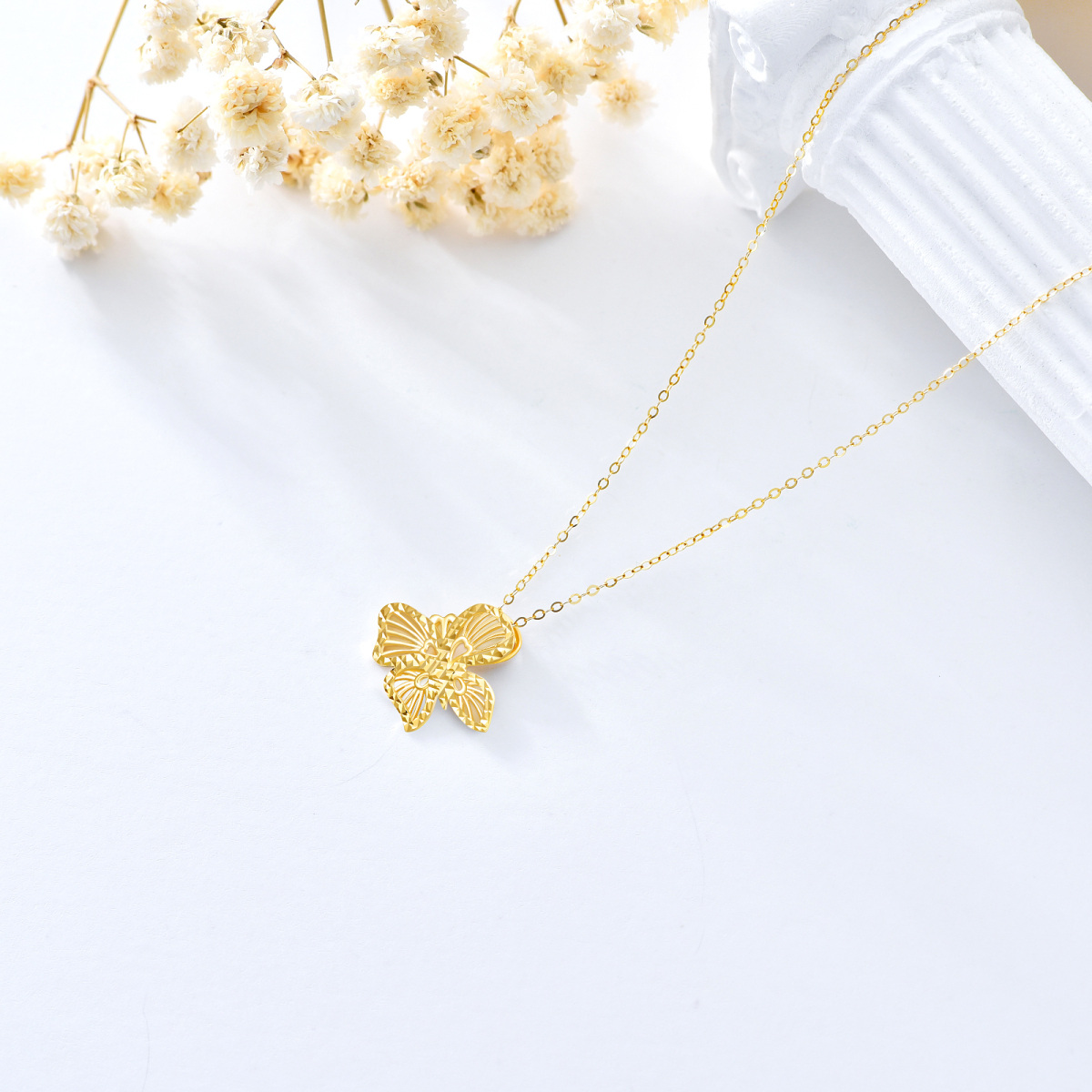 9K Gold Butterfly Pendant Necklace-4