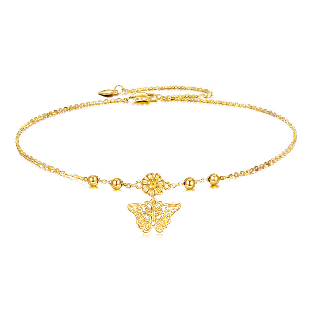 9K Gold Butterfly Single Layer Anklet-1