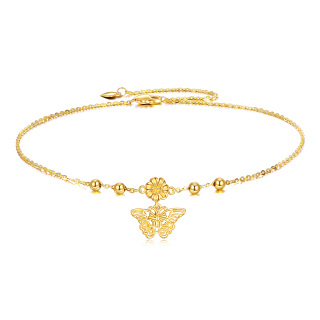 9K Gold Butterfly Single Layer Anklet-17