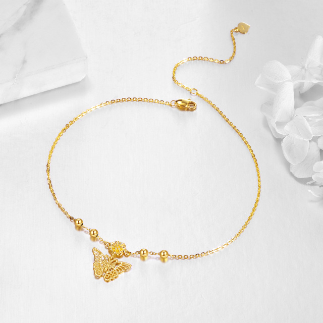 9K Gold Butterfly Single Layer Anklet-4