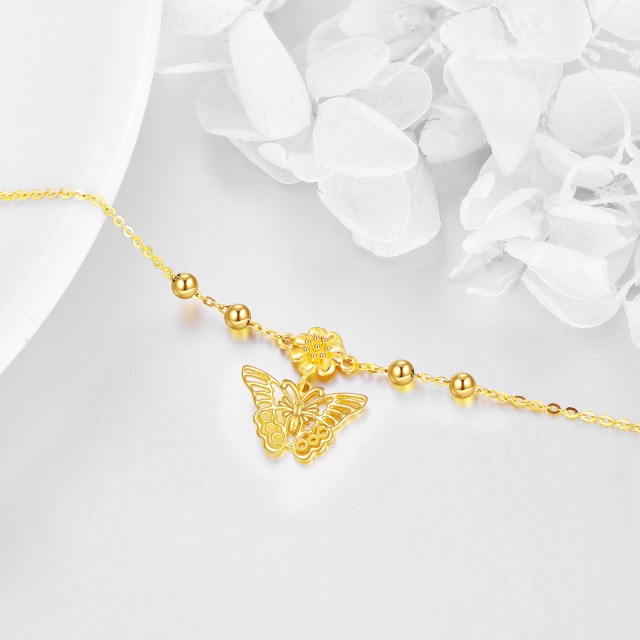 9K Gold Butterfly Single Layer Anklet-5