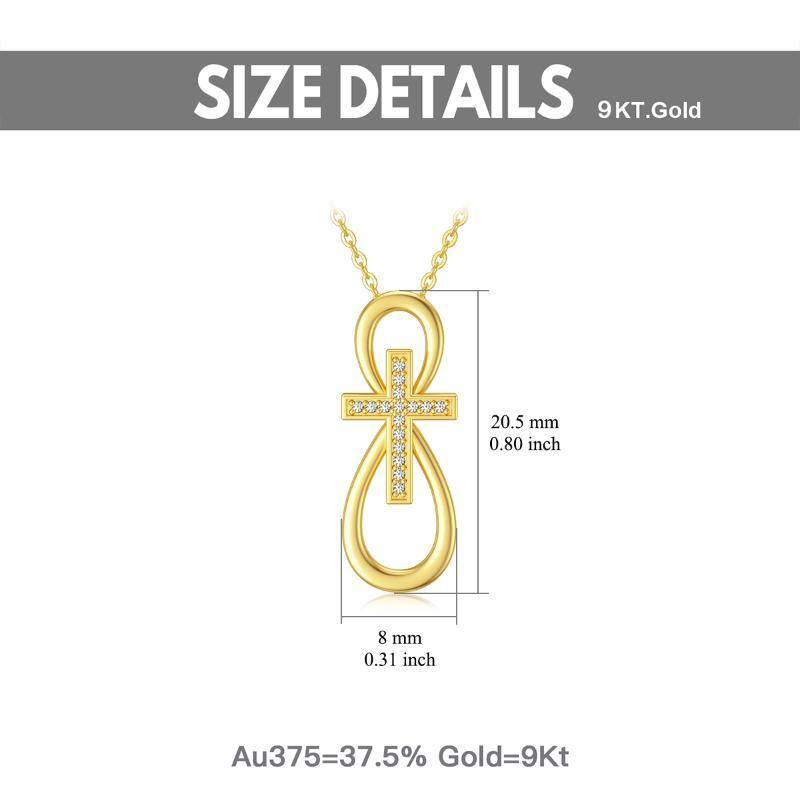 14K Gold Circular Shaped Cubic Zirconia Cross & Infinity Symbol Pendant Necklace-5