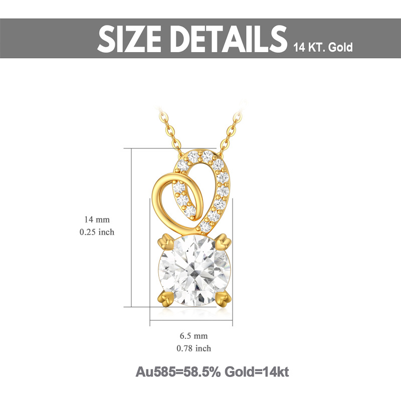 9K Gold kreisförmiger Moissanit Herz Anhänger Halskette-5