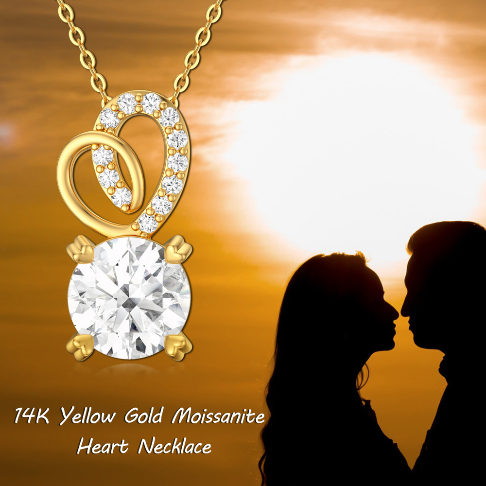 Collier en or 9K avec pendentif en forme de coeur en Moissanite de forme circulaire-6