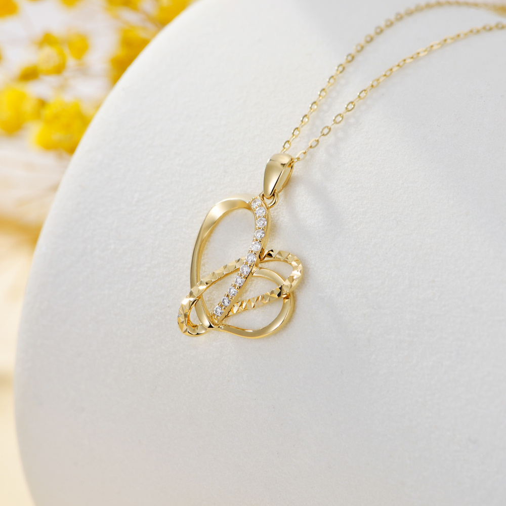 9K gouden cirkelvormige moissaniet hart hanger ketting-3