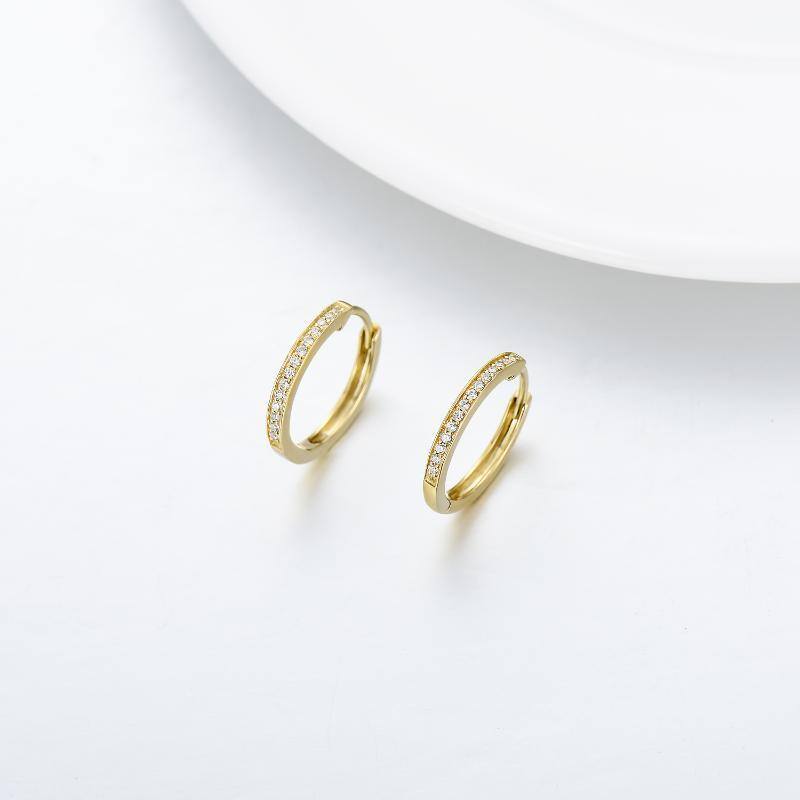 9K Gold Circular Shaped Moissanite Round Hoop Earrings-3