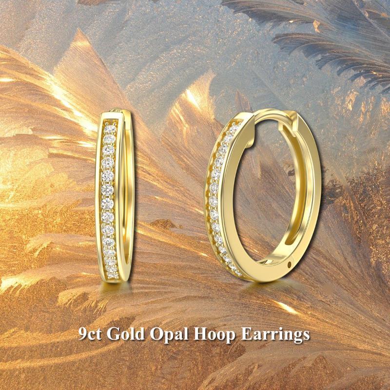 Pendientes de aro redondos de oro de 9 quilates con moissanita de forma circular-5