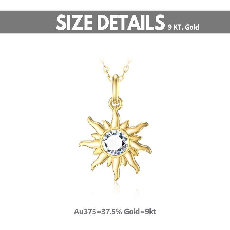 Colar com pendente Moissanite Sun em forma circular em ouro de 9K-5