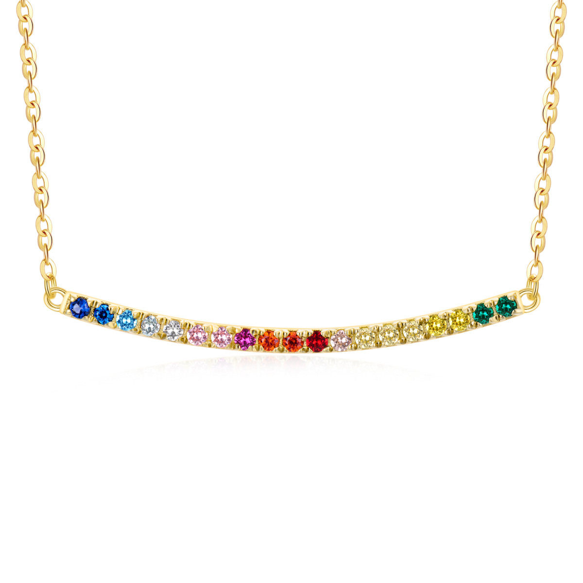 Collier arc-en-ciel en or 9K à zircon cubique-1