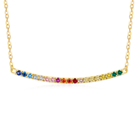 Collier arc-en-ciel en or 9K à zircon cubique