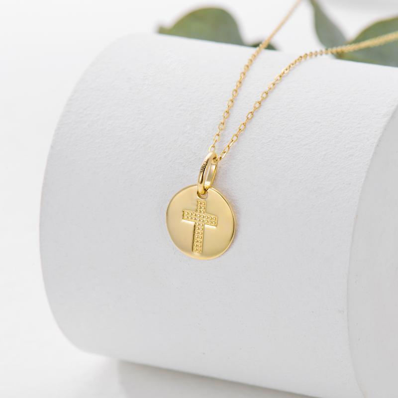 Collier avec pendentif en forme de croix en or 9 carats-3