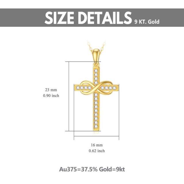 9K Gold Cubic Zirkonia Kreuz & Unendlichkeit Symbol Anhänger Halskette-6