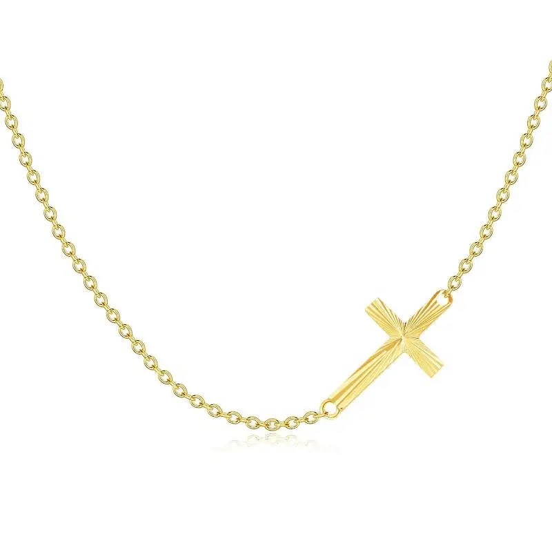 9K Gold Cross Pendant Necklace-2