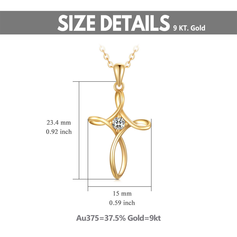 Collar Colgante Cruz Zirconia Cúbica Oro 9K-5