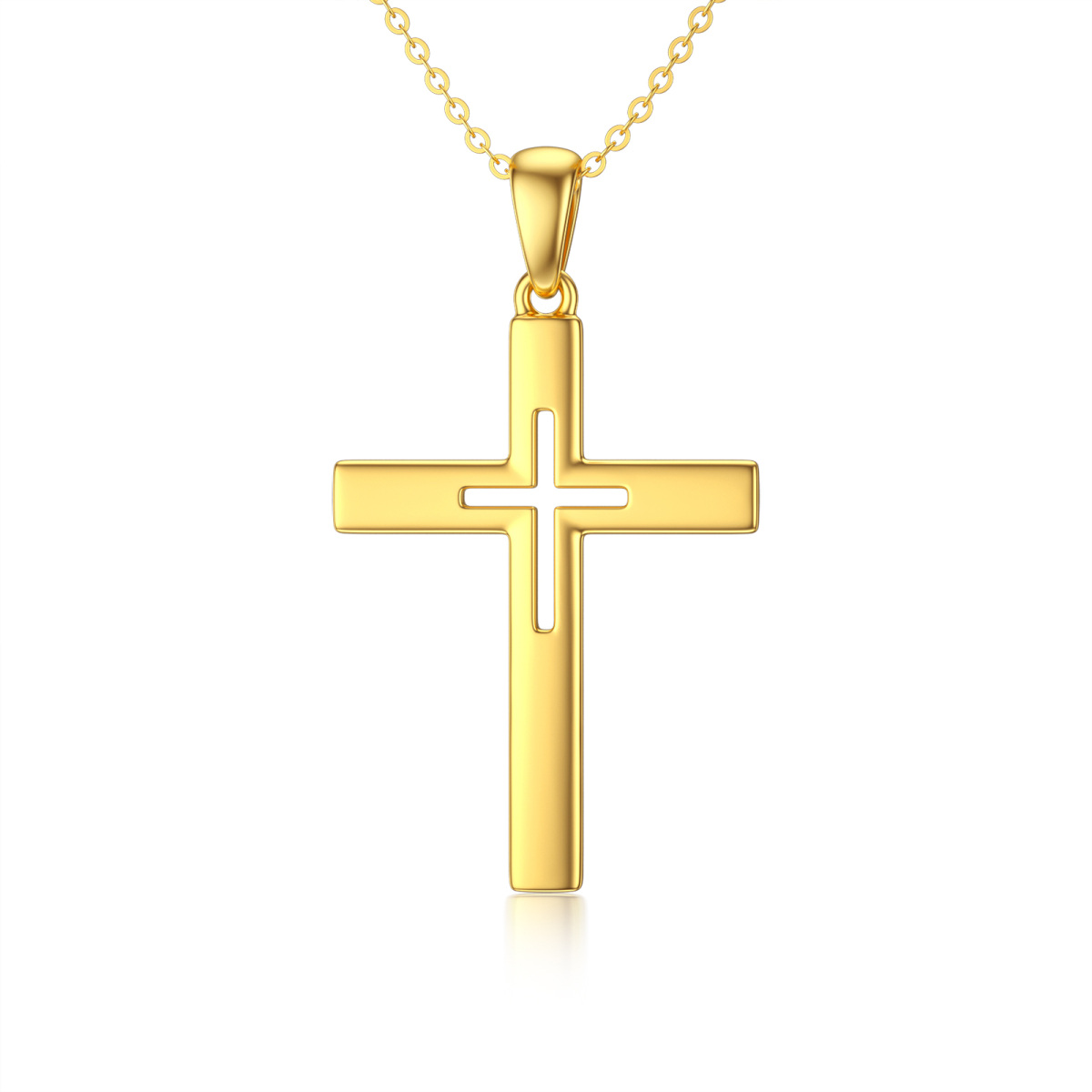 9K Gold Cross Pendant Necklace-1