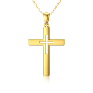 9K Gold Cross Pendant Necklace-11