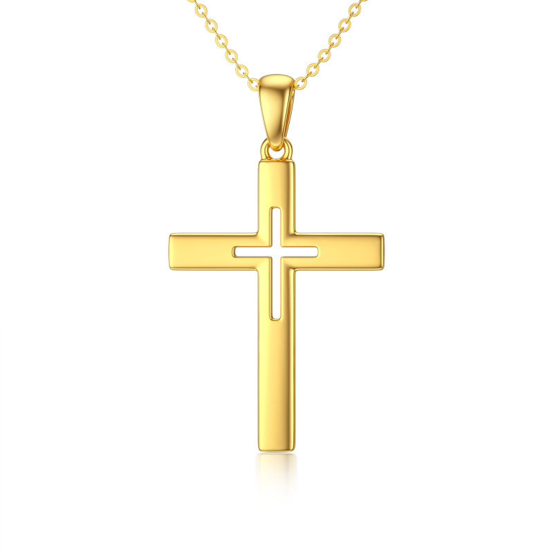9K Gold Cross Pendant Necklace-19