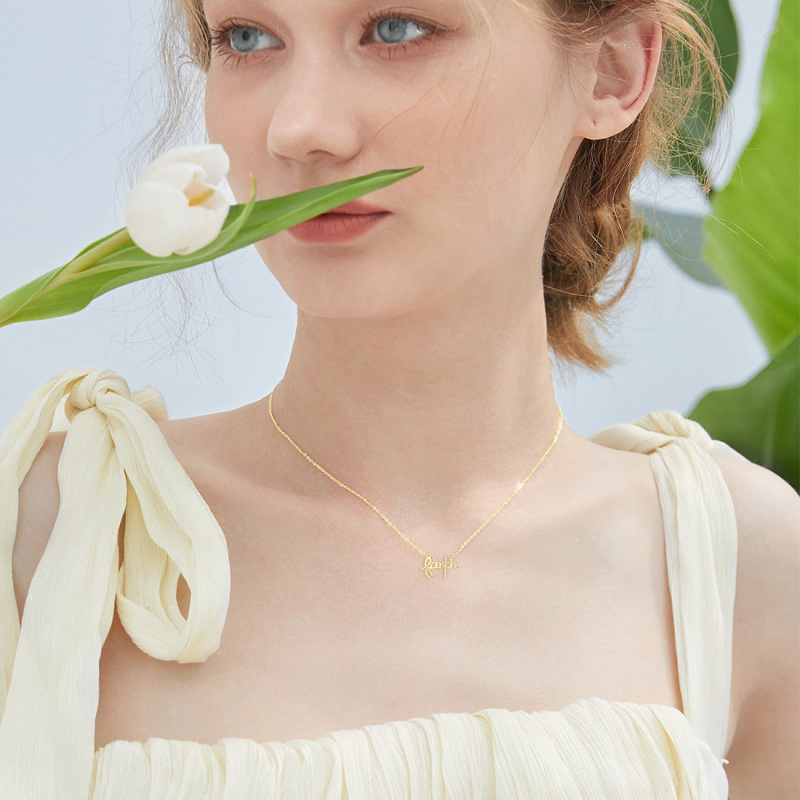 قلادة صليب من الذهب عيار 9 قيراط مرصعة بالزركونيا المكعبة-2