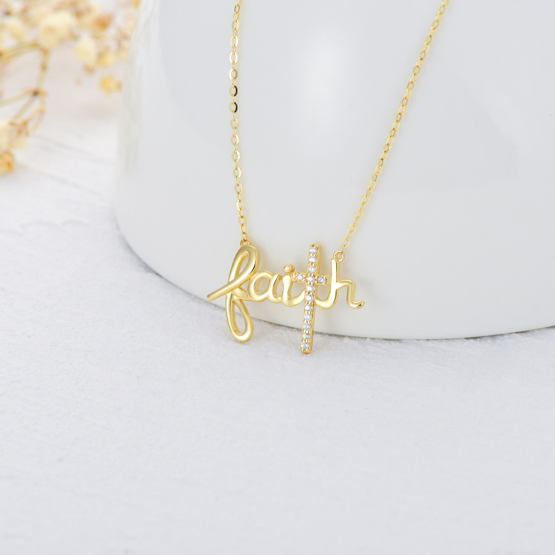 قلادة صليب من الذهب عيار 9 قيراط مرصعة بالزركونيا المكعبة-4