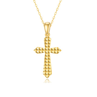 9K Gold Cross Pendant Necklace-5