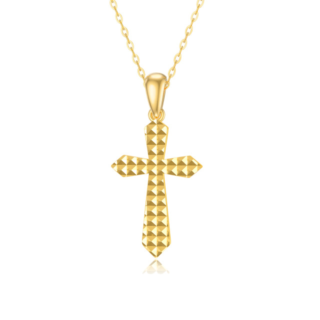 9K Gold Cross Pendant Necklace-1