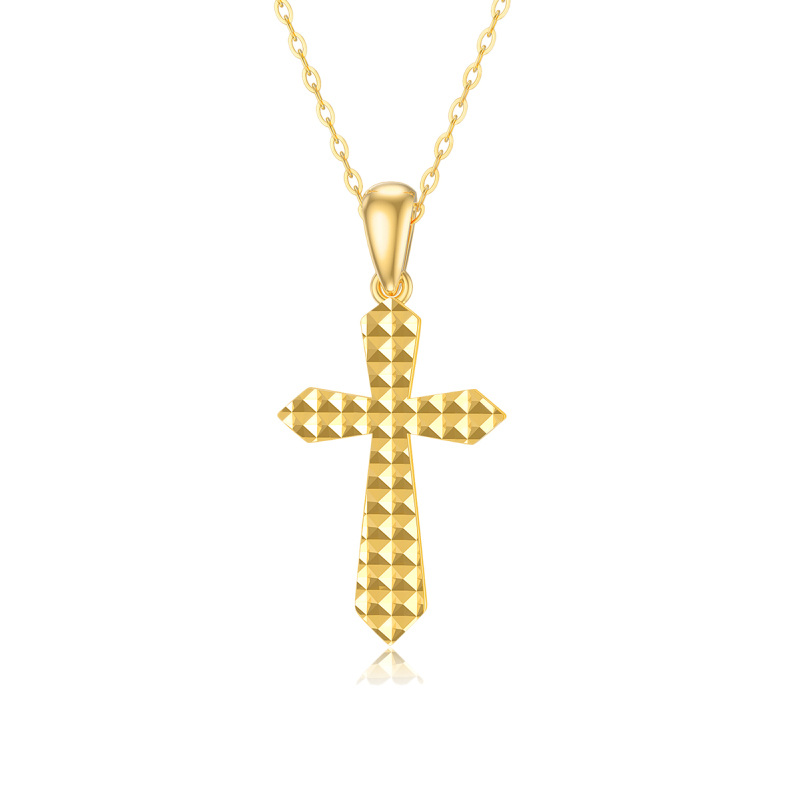9K Gold Cross Pendant Necklace-14