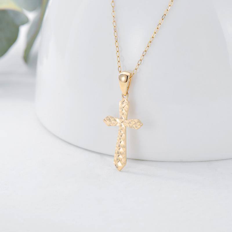 9K Gold Cross Pendant Necklace-3